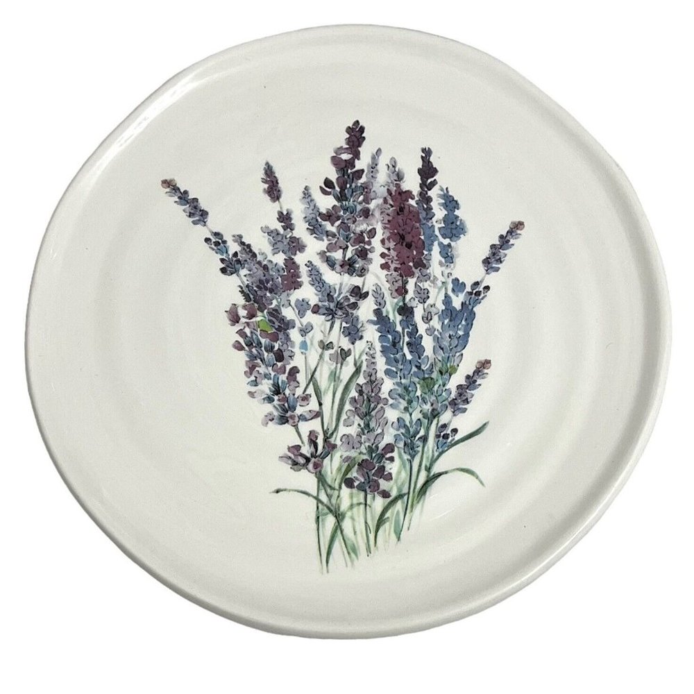 Opificio Etico Ceramic Plate Lavender Flowers 9-3/8” Italian Art Cottage Decor